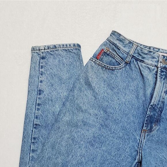 VINTAGE 1980s Bongo Light Stone Wash High Waisted Slim Tapered Skinny Leg Jeans - Picture 8 of 16